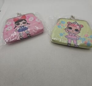 Kids Cartoon Character Coin Purse Set - Pink and Green